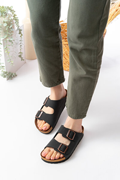 SİLİYA Sly Unisex Ortopedik Tabanlı Terlik Çift Bantlı Tokalı Günlük & Dışarı Terliği