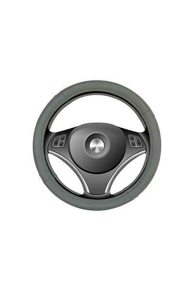 Generic Universal Leather Steering Wheel Cover – Gray, Anti-Slip, 35-40cm, Comfortable Grip