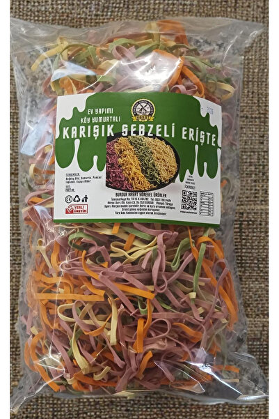 Burdur Hasat 500 gr Ev Yapımı Tagliatelle Kesim Karışık Sebzeli Erişte