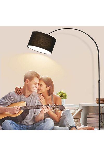 COOYA مصباح أرضي، مصباح قائم مع تعليق قابل للتعديل، لغرفة المعيشة، غرفة النوم، المكتب (أسود)