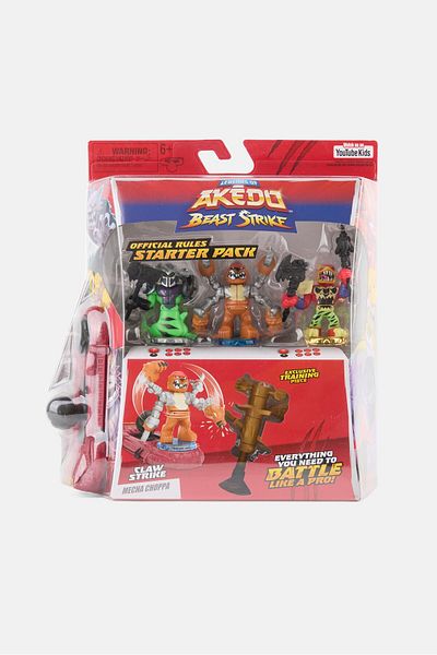 Akedo Beast Claw Strike Starter Pack 3 Mini Battling Warriors With Exclusive Controller, Rust