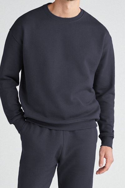 ruNadeS Hanorac unisex Relax Fit, cu croială relaxată, din bumbac, cu fleece în interior, cu gâtul turn, afumat