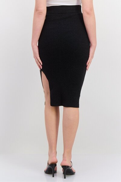 Black Tape Women Petite Textured Midi Skirt, Dark Grey