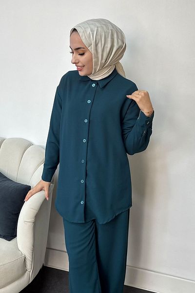 Tesettür Diyarı Σετ πουκάμισο γιακά Crepe δύο τεμαχίων