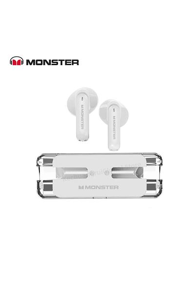 MONSTER White Xkt08 Earphone Bluetooth 5.3 Ture Wireless Earbuds Low Latency Noise Reduction Headpho