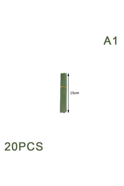 WHPHous A1 20pcs 15/20/25/30/40cm Artificial Green Flower Stem Diy Floral Material Handmade Wire Stem Access