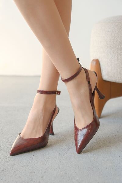 GOFFSHOES Kadın Montana İnce Topuklu Ayakkabı - Bordo-Kroko