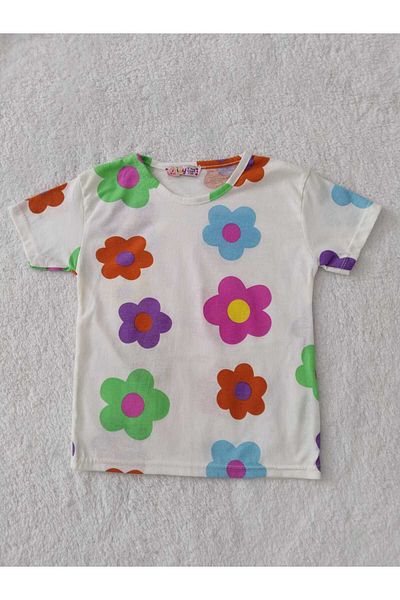 Store Colorful Daisy Printed Girl's T-Shirt