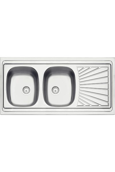 TRAMONTINA Since 1911, Made In Brazil - Stella 120x60cm 2c 34 Plus Stainless Steel Lay-on Sink With Drainer