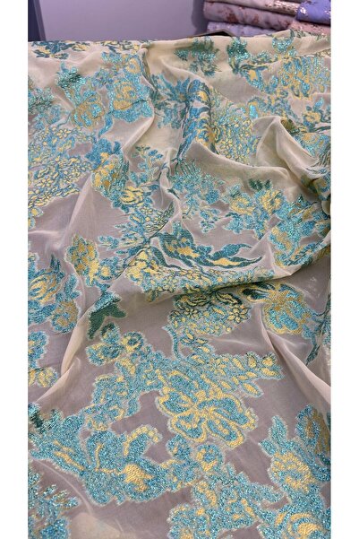 Prime Tekstil Bahar Çiçekleri Desenli Yarı Transparan Polyester Şifon Jakar A...