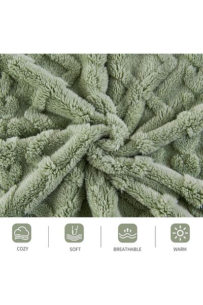 COOYA Fleece Throw Blanket, Portable Cozy Soft Lightweight Fuzzy Throw Blanket for Couch, 127x151CM Green
