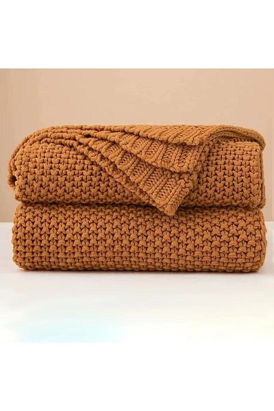 COOYA Soft Cozy Knit Throw Blanket for Couch, Super Cozy Soft Fuzzy Warm Throw Blanket, Orange 130x160cm