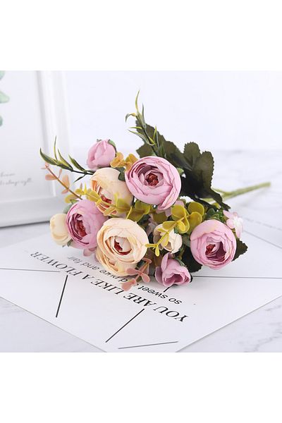 Choice Purple 10 Heads Vintage Tea Roses Artificial Flowers 6 Head 4 Small Bud Bouquet Wedding Home Diy Wre