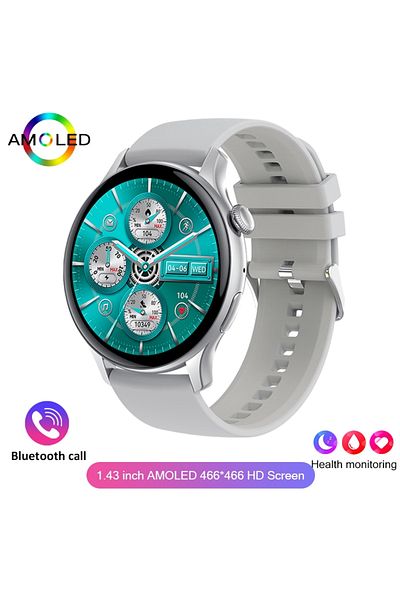 ChiBear Silver 2024 True AMOLED Smart Watch Ladies Screen Always Show Time 466*466 HD Health Tracker Voice C