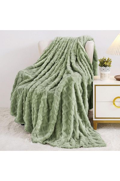 COOYA Fleece Throw Blanket, Portable Cozy Soft Lightweight Fuzzy Throw Blanket for Couch, 127x151CM Green