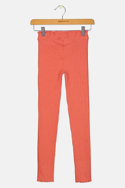 TAPE A L'OEIL Kids Girl Ribbed Knit Leggings, Faded Rose