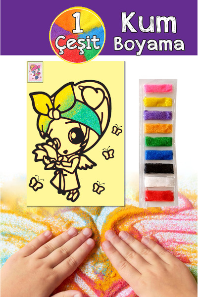 Dikkat Atölyesi Yayınları Prenses Model 1 Renkli Kum Boyama A4 Boyama