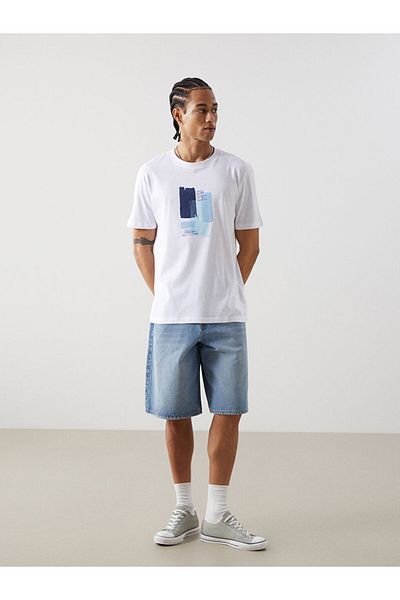 LC Waikiki Ανδρικό μπλουζάκι LCW Crew Neck με εμπριμέ χτενισμένο βαμβάκι
