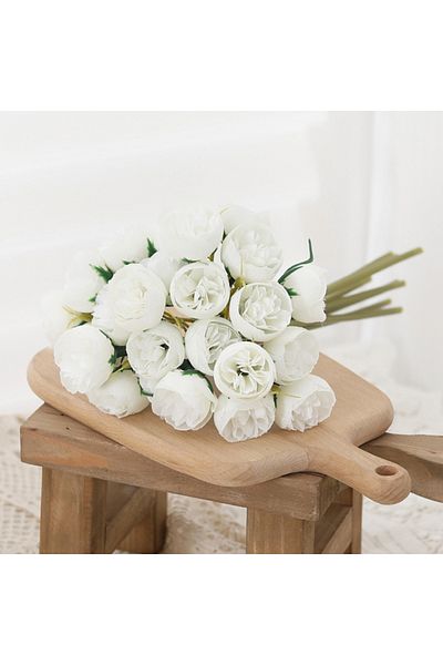 Choice White 27 Heads Artificial Flowers Silk Peony Hua Plastic Beautiful Home Table Decoration Photography
