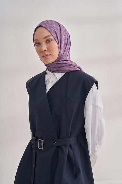 ARMANDA Cotton Monogram Chain Pattern Shawl - Lilac