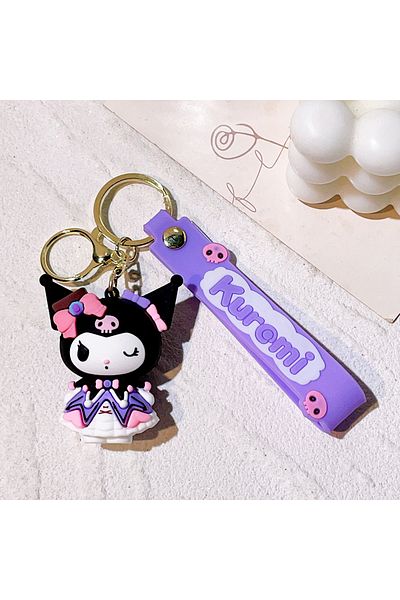 Hot Toys 4 بالجملة Kawaii Sanrio Kuromi سلسلة مفاتيح دمية بولي كلوريد الفينيل سلسلة مفاتيح الكرتون أنيمي Cinnamoroll حقيبة قلادة.
