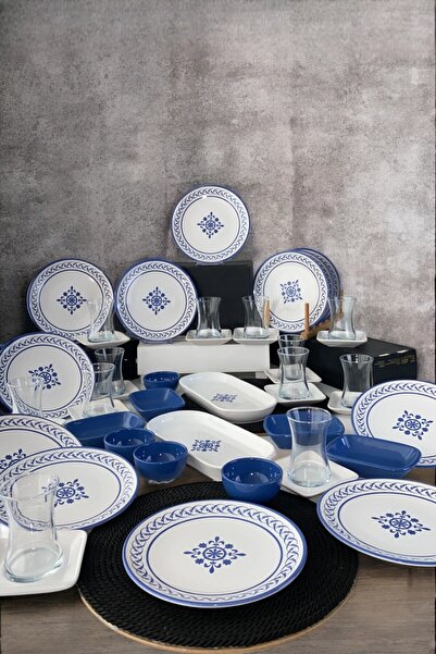 Keramika Alaçatı 46 Piece Breakfast Set for 12 People