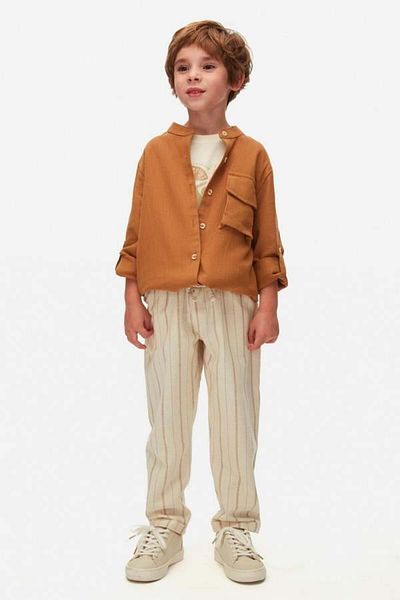 nk kids Комплект от 3 части за момчета с леща Cashew Line, 4-8 години, кафяв