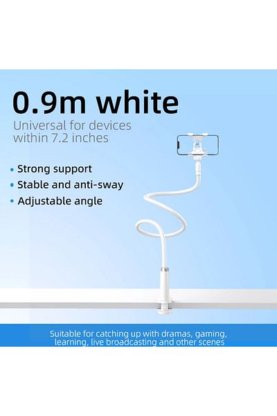 Choice WHITE Universal Mobile Phone Stand Adjustable Lazy Stand Rotatable Bedside Stand Desktop Live Stream