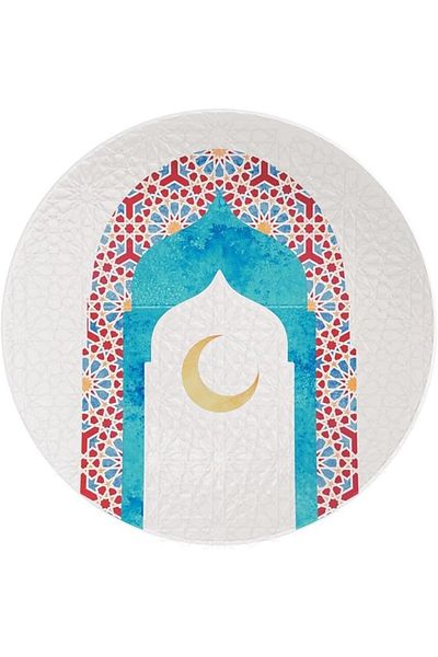 TRAMONTINA Since 1911, Made In Brazil - Noor 19cm Ramadan Themed Decorated Porcelain Dessert Plate