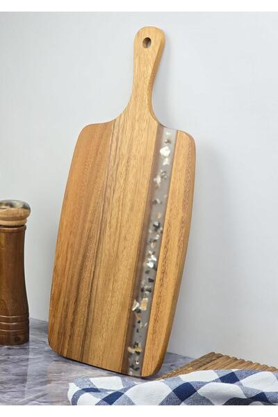 HomeTarz 2'li Akasya Kesme Tahtası Takımı - Dikdörtgen Kesim Tahtası Seti - 45 + 40 CM, 2 Parça