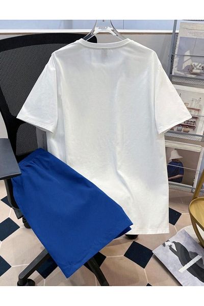 BYMEER White Blue California 23 Printed Shorts T-Shirt Set