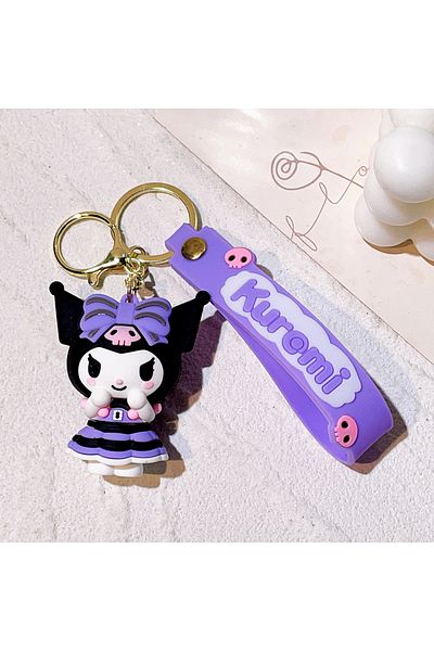 Hot Toys 1 بالجملة Kawaii Sanrio Kuromi سلسلة مفاتيح دمية بولي كلوريد الفينيل سلسلة مفاتيح الكرتون أنيمي Cinnamoroll حقيبة قلادة.