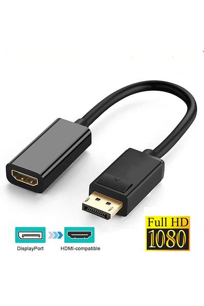 Choice محول 1080P 4K DisplayPort إلى HDMI متوافق مع كابل DP ذكر إلى أنثى متوافق مع HDMI