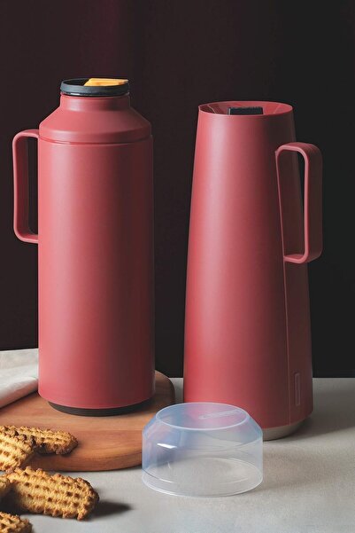 TRAMONTINA Since 1911, Made In Brazil - Exata Red Beverage Dispenser With 1l Glass Liner And Plastic Lid