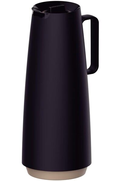 TRAMONTINA منذ عام 1911، صنع في البرازيل - قارورة حرارية بلاستيكية سوداء من Exata مع بطانة زجاجية سعة 1 لتر