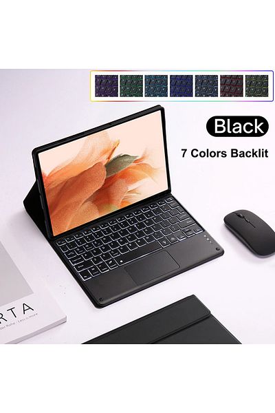 HUAIBX English keyboard Black D Backlit Case For Samsung Galaxy Tab S7 FE/S8 Plus/S7 Plus 12.4 Inch Detacha