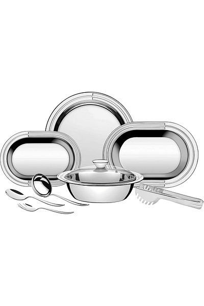 TRAMONTINA Since 1911, Made In Brazil - Ciclo 8-piece Stainless Steel Serving Set