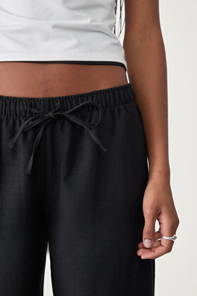 Stradivarius Linen blend drawstring trousers