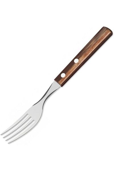 TRAMONTINA Since 1911, Made In Brazil - Stainless Steel Dessert Fork With Treated Brown Polywood Handle