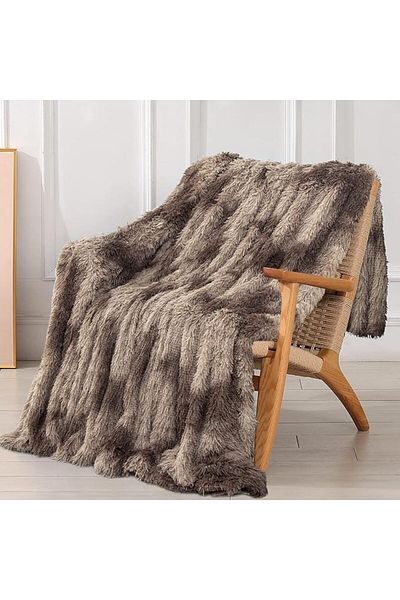 COOYA Decorative Extra Soft Faux Fur Throw Blanket, Solid Reversible Fuzzy Lightweight Long Hair Shaggy