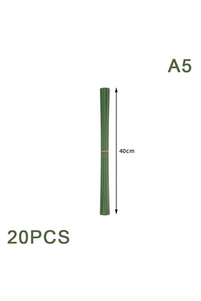 WHPHous A5 20pcs 15/20/25/30/40cm Artificial Green Flower Stem Diy Floral Material Handmade Wire Stem Access
