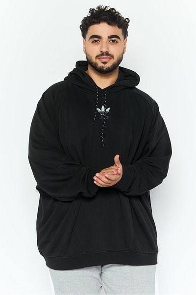 adidas Men Hooded Brand Logo Long Sleeves Sweatshirt, Black