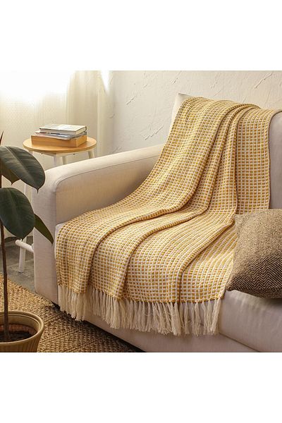 COOYA Soft sofa blanket, Bohemian style blanket with tassels, suitable for sofas