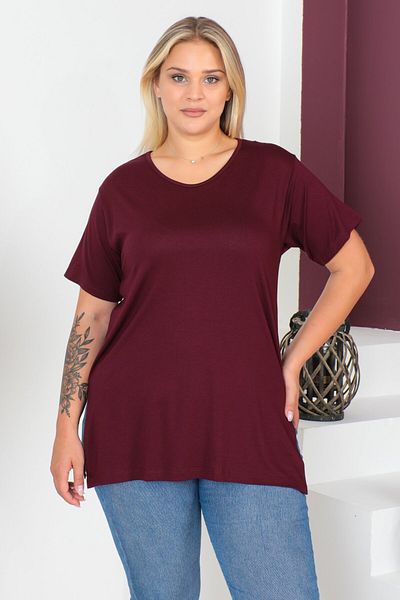 tarzımsüper Tricou cu tunică din bumbac pieptănat cu mânecă scurtă, model confortabil, cu decolteu, mărime mare