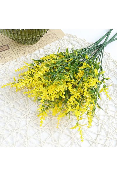 Choice Yellow Artificial Flower Plastic Lavender Fake Plant Wedding Home Garden Decoration Bridal Bouquet P