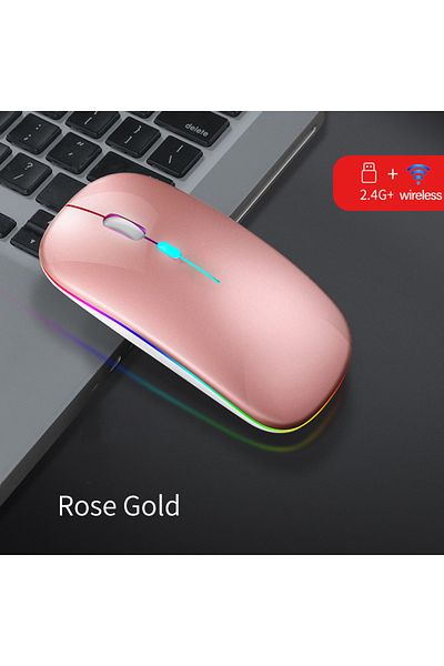congdi Rose Wireless Mouse Dual Mode Bluetooth-Compatible Mouse LED Rechargeable Laptop Mouse Portable Comp