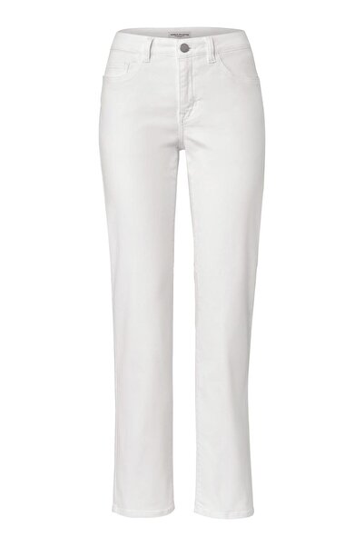 Tchibo Women Regular Fit Textured Straight Leg Pants, White