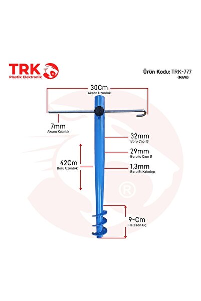 TRK Plastik TRK-777 Metal Şemsiye Kazığı, Bahçe Ve Plaj Şemsiyesi Kazığı (MAVİ)