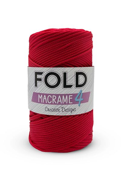 FOLD Yarn Macrame No:4 - 100 Red Polyester Macrame Thread 2 mm - 200 Gr -230 m Supla Ip Bag Thread