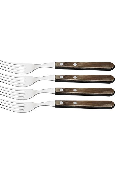 TRAMONTINA Since 1911, Made In Brazil - Churrasco 4 Pieces Stainless Steel Jumbo Steak Fork Set